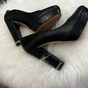 MK Black Platform Block Heel Pumps - Women's Fashion Shoes
